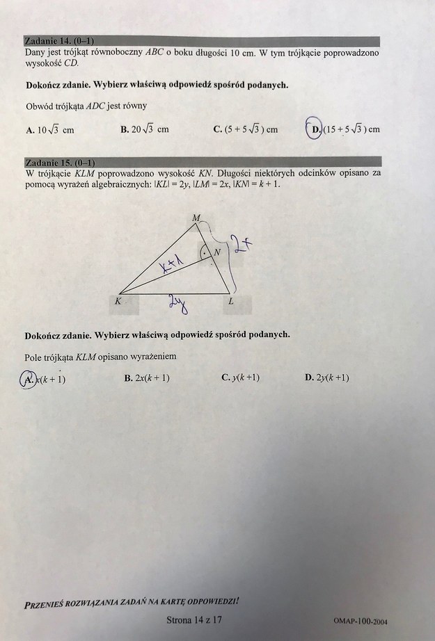 Egzamin ósmoklasisty 2020, matematyka. Rozwiązania /RMF24