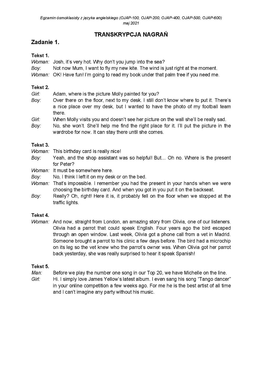 Egzamin ósmoklasisty 2021. Język angielski /CKE /RMF24