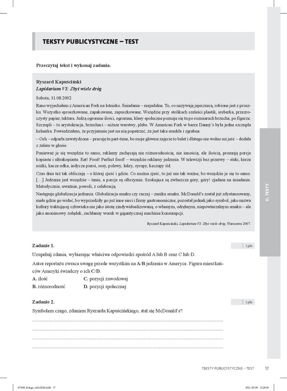 Egzamin ósmoklasisty 2021. Przykładowe pytania /Dziennik Gazeta Prawna /