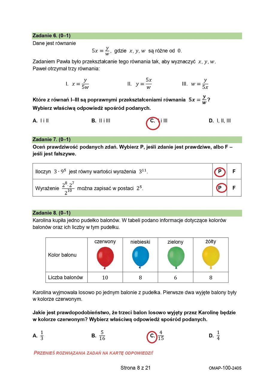 Egzamin ósmoklasisty 2024. Matekatyka, rozwiązania /CKE /RMF FM
