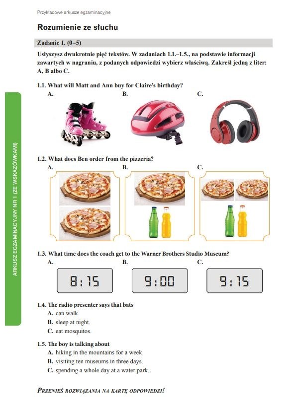 Egzamin ósmoklasisty: Przykładowy arkusz z języka angielskiego /Materiały prasowe