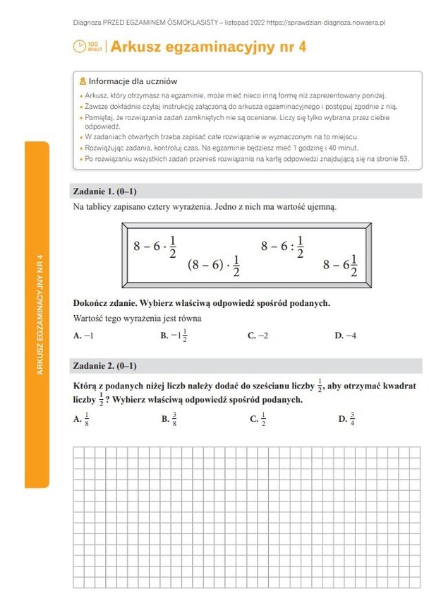 Egzamin ósmoklasisty 2024 Przykładowy arkusz z matematyki RMF 24