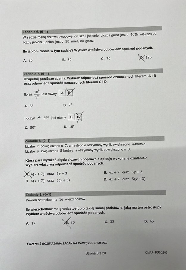 Egzamin ósmoklasisty z matematyki. Propozycje odpowiedzi /CKE /RMF FM