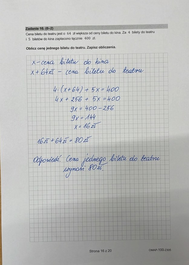 Egzamin ósmoklasisty z matematyki. Propozycje odpowiedzi /RMF FM