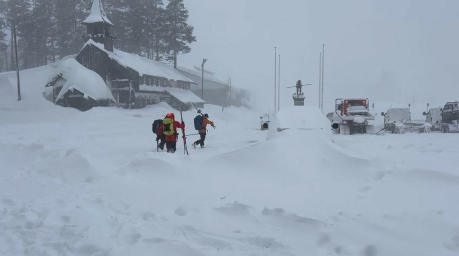 Ekipa ratunkowa wyruszająca na pomoc ofiarom lawiny w okolicach Castle Peak. /HANDOUT/AFP/East News /East News