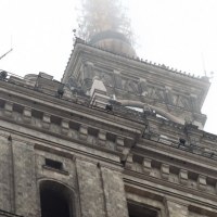 Ekolodzy na ścianie Pałacu Kultury