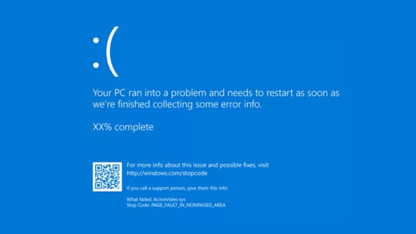 Ekran BSOD z systemu Windows /Microsoft /materiał zewnętrzny