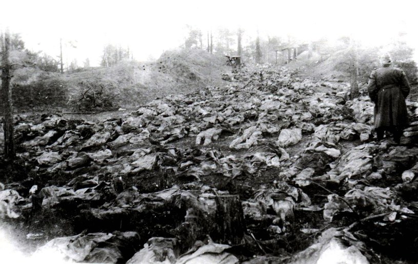 Ekshumacja zwłok z masowych grobów w Katyniu (fot. 1943 r.) /Universal History Archive/Universal Images Group /Getty Images