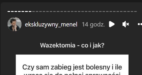 Ekskluzywny Menel: www.instagram.com/ekskluzywny_menel/ /Screen z InstaStory  /Instagram