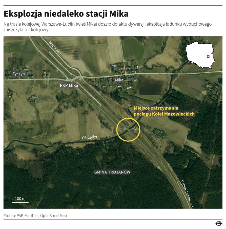Eksplozja niedaleko stacji Mika /Michał Czernek /PAP