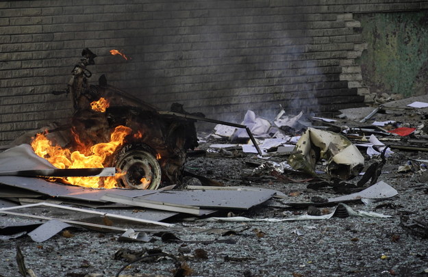 Eksplozja samochodu w Melitopolu w obwodzie zaporoskim /STRINGER /PAP/EPA