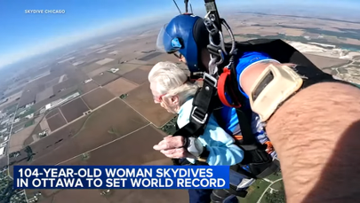 Ekstremalny wyczyn 104-latki. Seniorka skoczyła ze spadochronem