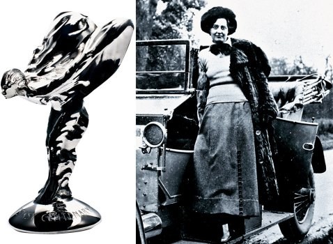 Eleanor Thornton przy samochodzie Rolls-Royce i jako „Spirit of Ecstasy”. /Rolls-Royce