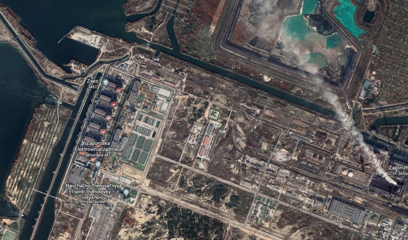 Elektrownia atomowa w Zaporożu z lotu ptaka; źródło: Google Earth /