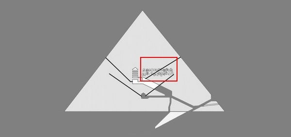 Element zaznaczony na czerwono to tajemniczy fragment wewnątrz piramidy /materiały prasowe
