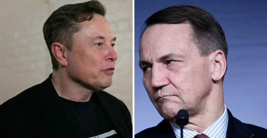 Elon Musk i Radosław Sikorski //Anita Walczewska/ALEX WROBLEWSKI AFP /East News