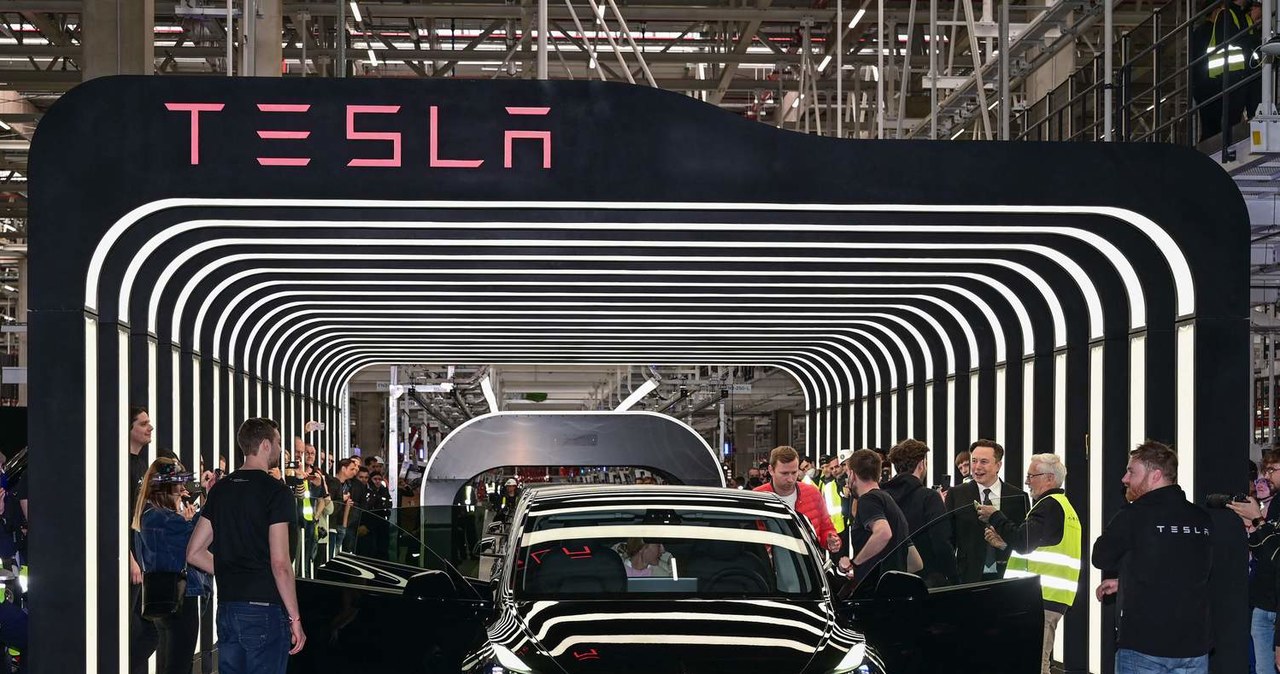Elon Musk (L) na otwarciu gigafabryki Tesli w Gruenheide, na południowy wschód od Berlina, 22 marca 2022 r. /PATRICK PLEUL  /AFP