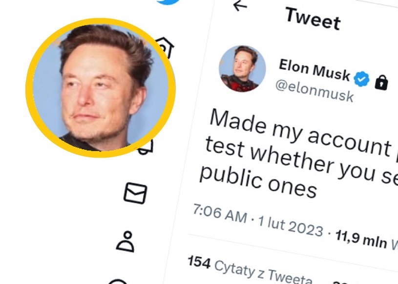 Elon Musk testuje możliwości swojego konta. Na 24h zmienił jego status na "prywatne". /Twitter