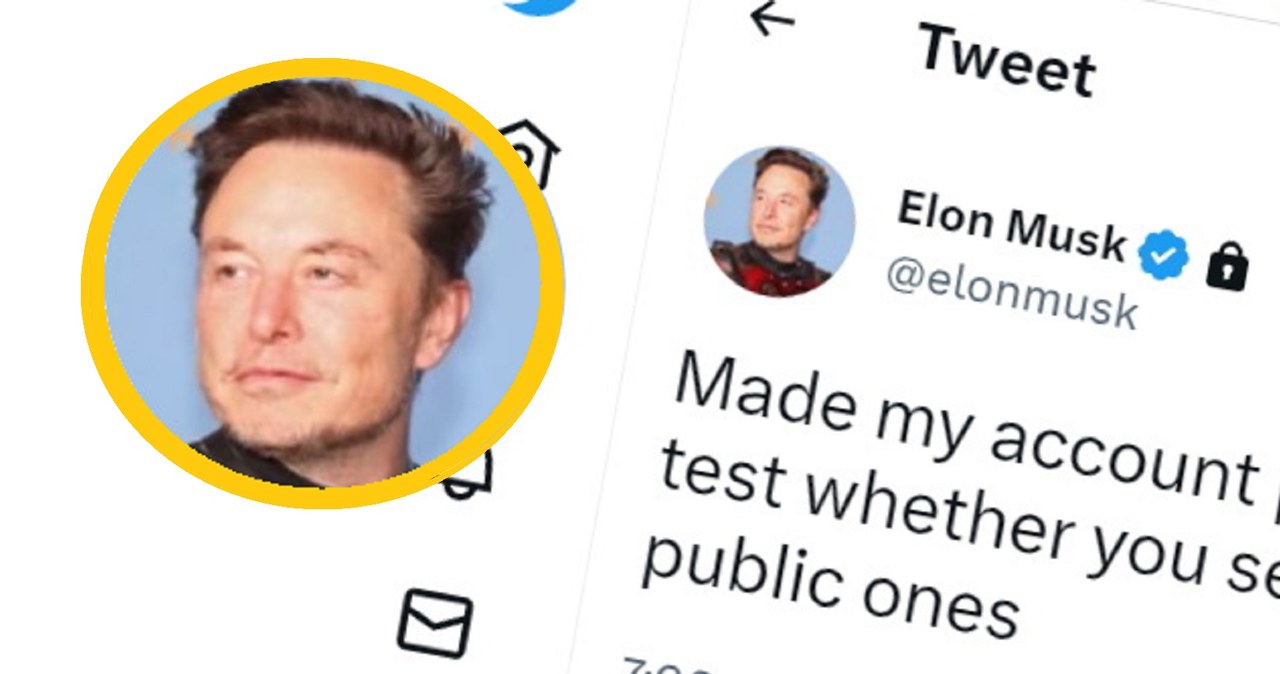 Elon Musk testuje możliwości swojego konta. Na 24h zmienił jego status na "prywatne". /Twitter