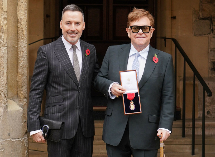 Elton John z mężem Davidem Furnishem /DOMINIC LIPINSKI/AFP /East News