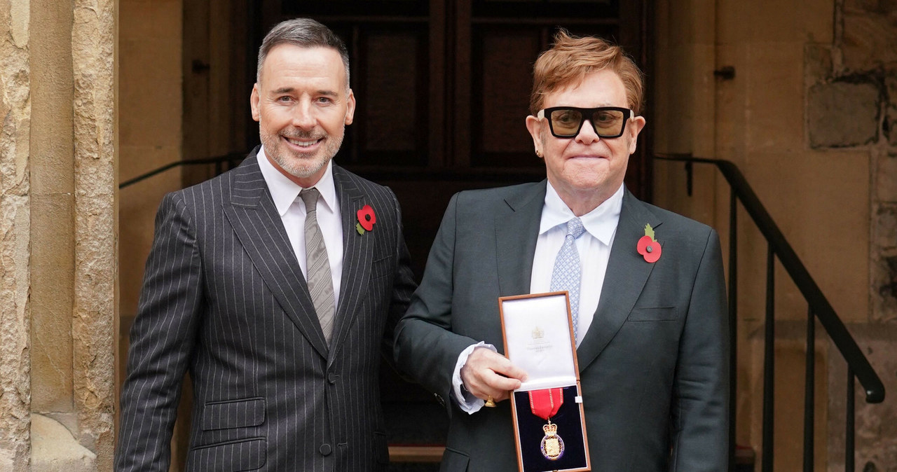 Elton John z mężem Davidem Furnishem /DOMINIC LIPINSKI/AFP /East News