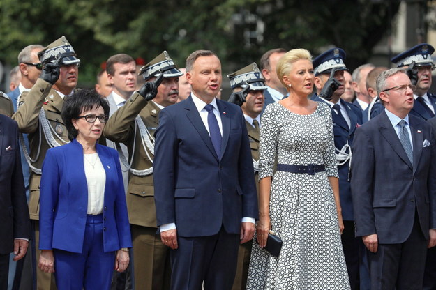 Elżbieta Witek, Andrzej Duda, Agata Konhauser-Duda i Krzysztof Szczerski /Hanna Bardo /PAP