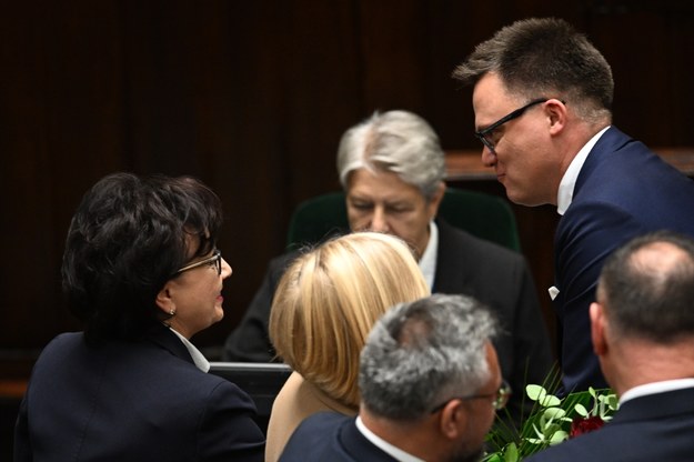 Elżbieta Witek i Szymon Hołownia /Radek Pietruszka /PAP