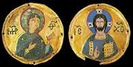 Emalia: medaliony z popiersiami Marii i Chrystusa, tzw. grupa Deesis, wykonana w Konstantynopolu, XI /Encyklopedia Internautica