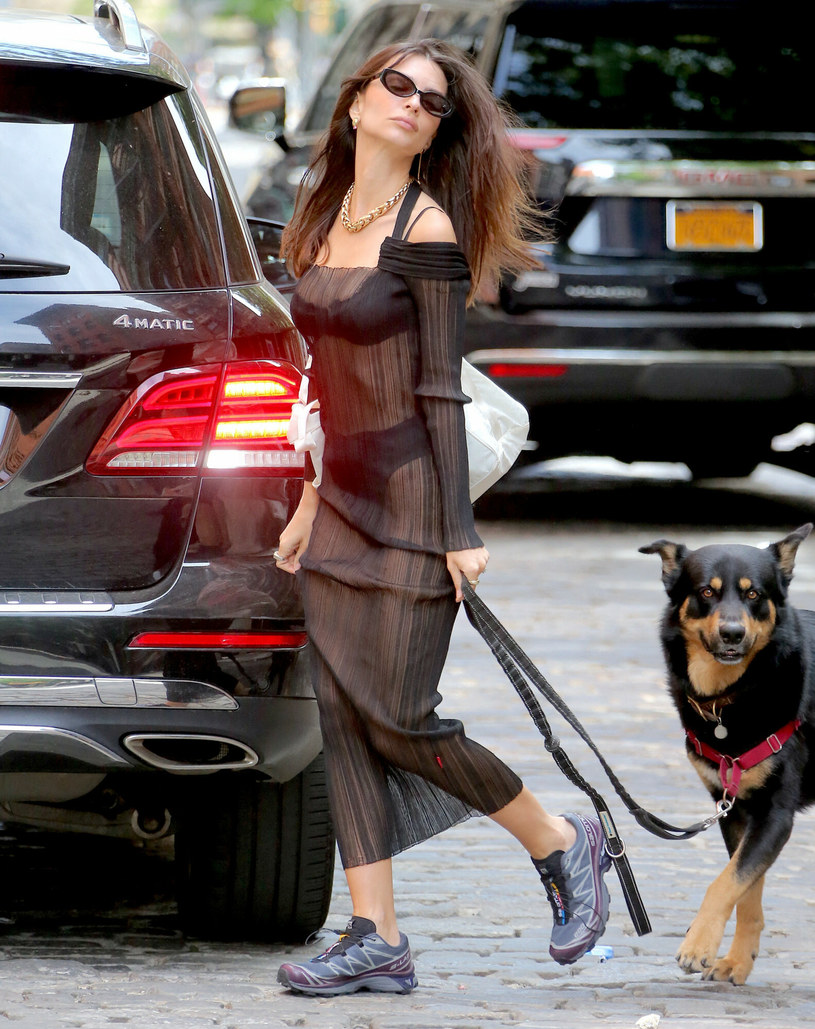 Emily Ratajkowski na spacerze z psem /Felipe Ramales/SplashNews.com