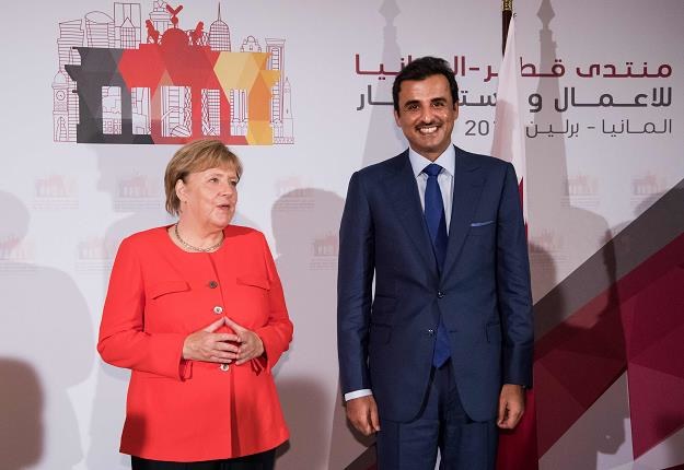 Emir Kataru szejk Tamim ibn Hamad Al-Sani oraz Angela Merkel /AFP