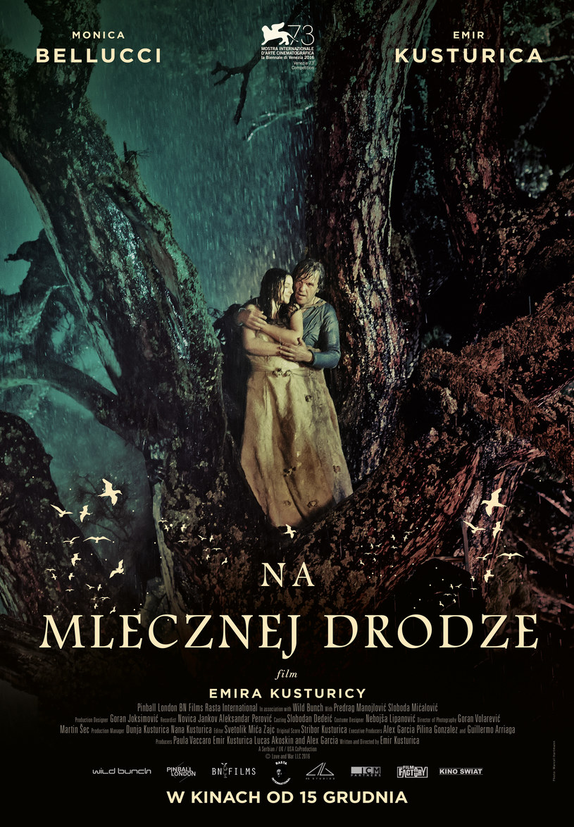 Emir Kusturica i Monica Bellucci na polskim plakacie filmu "Na mlecznej drodze" /materiały dystrybutora