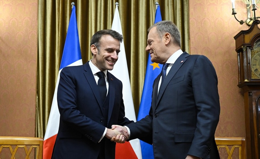 Emmanuel Macron i Donald Tusk / 	Marcin Obara  /PAP