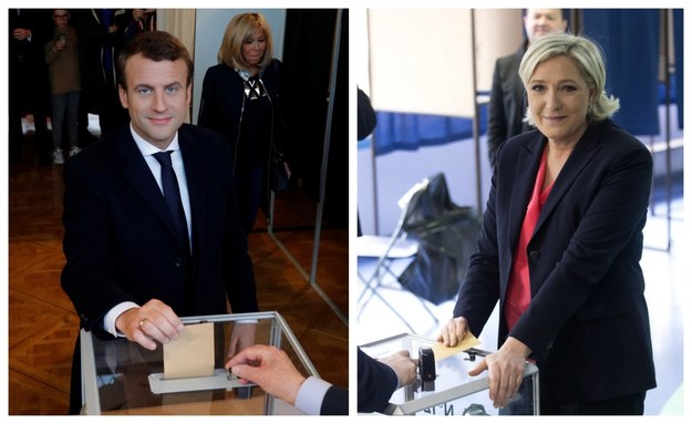 Emmanuel Macron i Marine Le Pen zagłosowali już w drugiej turze wyborów prezydenckich we Francji /OLIVIER HOSLET, Philippe Wojazer / POOL /PAP/EPA