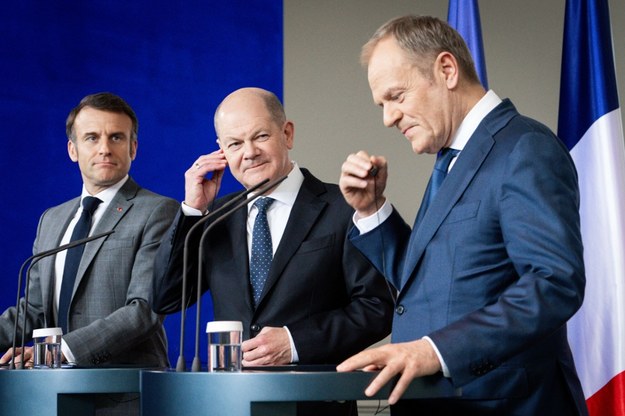 Emmanuel Macron, Olaf Scholz i Donald Tusk /IMAGO/Imago Stock and People /East News