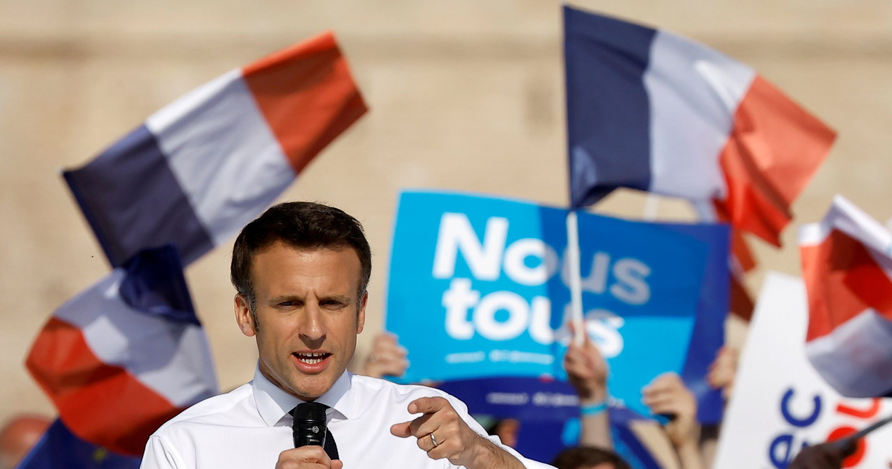 Emmanuel Macron podczas wiecu wyborczego /Agencja FORUM