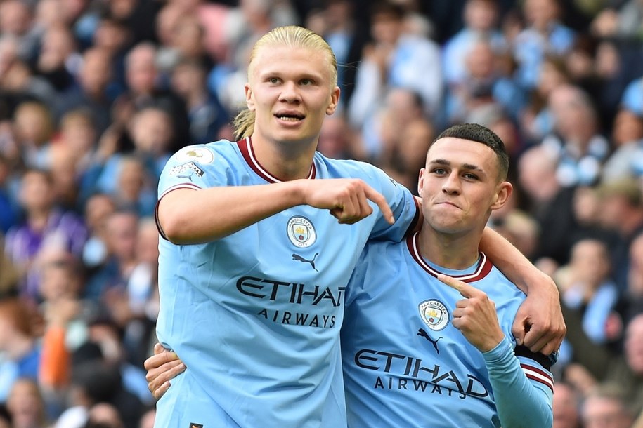 Erling Haaland i Phil Foden zdobyli po trzy bramki /PETER POWELL   /PAP/EPA