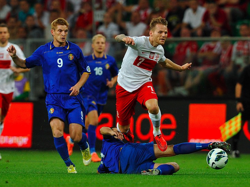 Eugen Polanski w meczu z Mołdawią /AFP