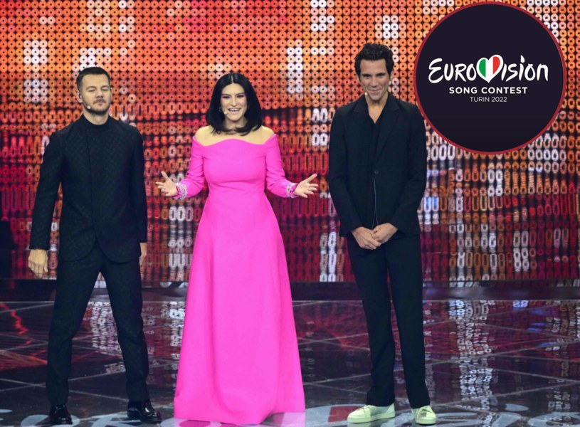 Eurowizja 2022. Prowadzący: Alessandro Cattelan, Laura Pausini, Mika /MARCO BERTORELLO/AFP/East News /East News