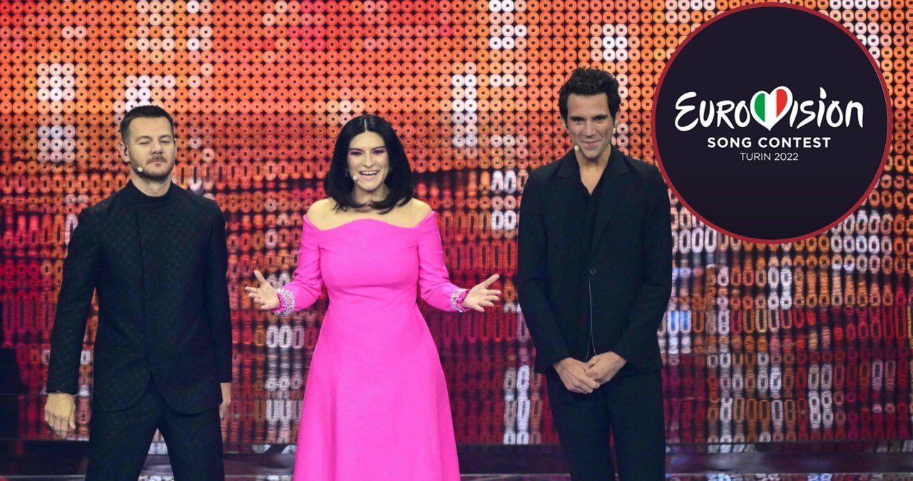 Eurowizja 2022. Prowadzący: Alessandro Cattelan, Laura Pausini, Mika /MARCO BERTORELLO/AFP/East News /East News