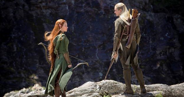 Evangeline Lilly i Orlando Bloom w filmie "Hobbit: Pustkowie Smauga" /materiały prasowe