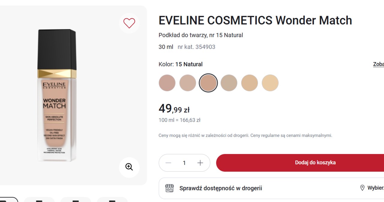 Eveline Cosmetics Wonder Match Podkład do twarzy /Rossmann /INTERIA.PL