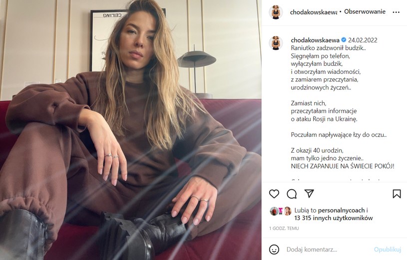 Ewa Chodakowska na Instagramie opowiedziała o swoim urodzinowym poranku /@chodakowskaewa /Instagram