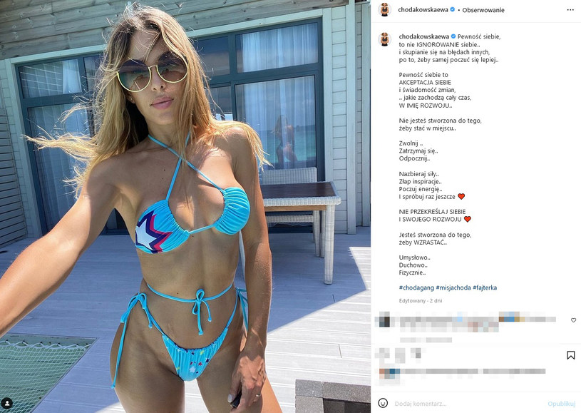 Ewa Chodakowska w wyciętym bikini. Trenerka skończyła 40 lat, fot. chodakowskaewa /Instagram