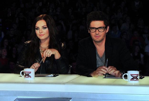Ewa Farna i Kuba Wojewódzki na planie zdjęciowym "X Factor" /MWMedia