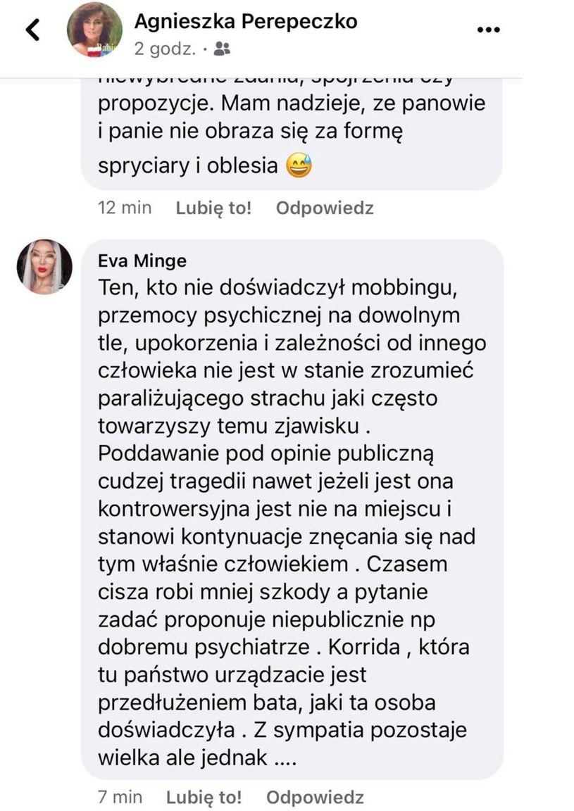 Ewa Minge stanęła w obronie Anny Wendzikowskiej /Facebook