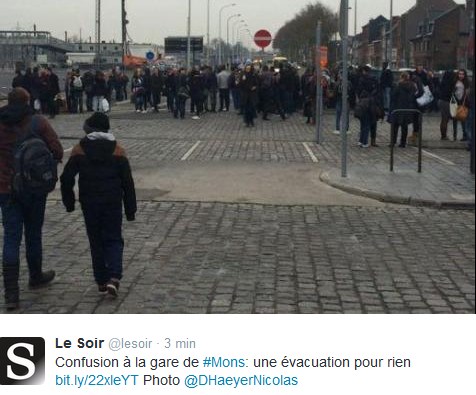 Ewakuacja dworca w Mons w Belgii /Twitter