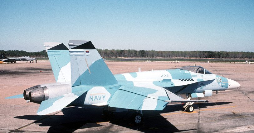 F/A-18 w kamuflażu, jaki noszą rosyjskie myśliwce Suchoja /US NAVY /domena publiczna