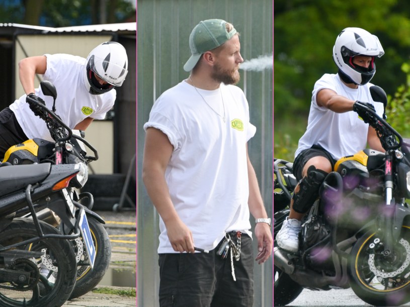 Fabijański robi prawo jazdy na motocykl /pomponik exclusive