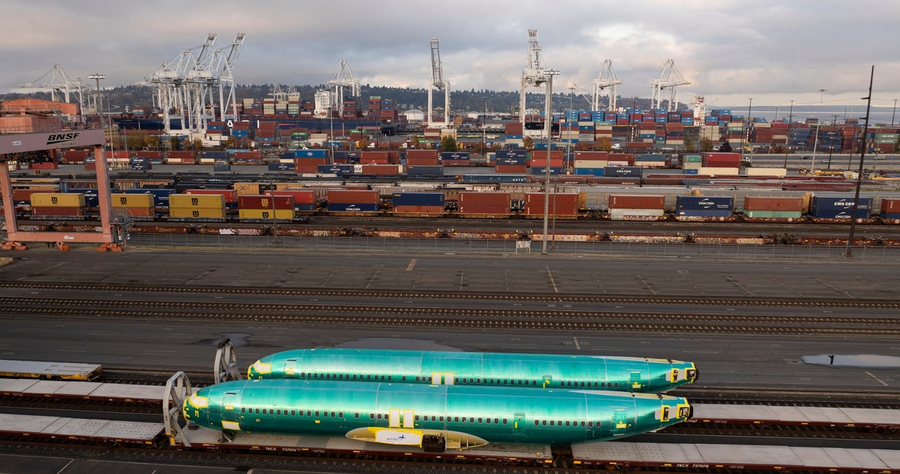 Fabryka Boeinga w Seattle. Na pierwszym planie kadłuby modelu Boeing 737 Max /David Ryder /AFP