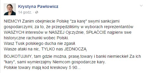 Facebook Krystyny Pawłowicz /facebook.com